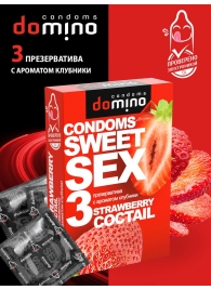Презервативы для орального секса DOMINO Sweet Sex с ароматом клубничного коктейля  - 3 шт. - Domino - купить с доставкой в Коврове