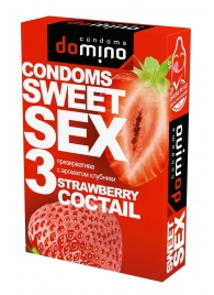 Презервативы для орального секса DOMINO Sweet Sex с ароматом клубничного коктейля  - 3 шт. - Domino - купить с доставкой в Коврове