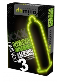 Презервативы DOMINO Neon Green со светящимся в темноте кончиком - 3 шт. - Domino - купить с доставкой в Коврове