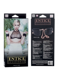 Черные мягкие наручники Entice French Cuffs с цепью - California Exotic Novelties - купить с доставкой в Коврове