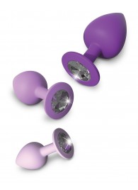 Набор из 3 фиолетовых анальных пробок со стразами Little Gems Trainer Set - Pipedream - купить с доставкой в Коврове