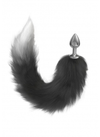 Серебристая анальная пробка с черным хвостом Galaxy - Lola Games - купить с доставкой в Коврове