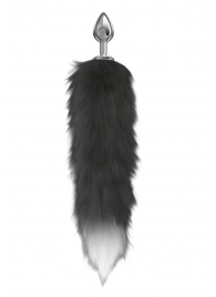 Серебристая анальная пробка с черным хвостом Starlit - Lola Games - купить с доставкой в Коврове