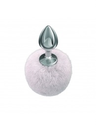 Серебристая анальная пробка с белым пушистым хвостиком Twinkle - Lola Games - купить с доставкой в Коврове