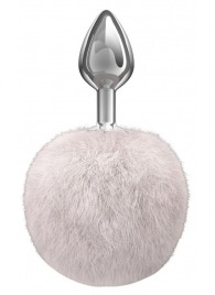 Серебристая анальная пробка с белым пушистым хвостиком Twinkle - Lola Games - купить с доставкой в Коврове