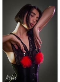 Зажимы на соски с красным пухом Euphoric - Lola Games - купить с доставкой в Коврове