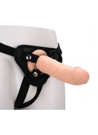 Черные трусики с телесной насадкой STRAP ON REAL DILDO - 21 см. - Dream Toys - купить с доставкой в Коврове