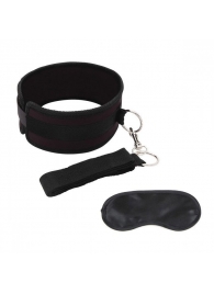 Черный ошейник с длинным поводком Collar and Leash Set - Lux Fetish - купить с доставкой в Коврове