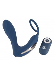 Синий вибростимулятор простаты с кольцом - 14,5 см. - Orion - в Коврове купить с доставкой