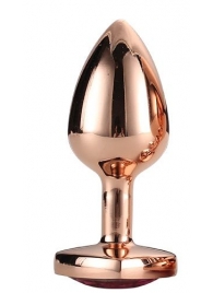 Золотистая анальная втулка с кристаллом-сердечком розового цвета - 7,1 см. - Dream Toys - купить с доставкой в Коврове