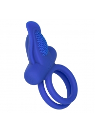 Синее перезаряжаемое эрекционное кольцо Silicone Rechargeable Dual Pleaser Enhancer - California Exotic Novelties - в Коврове купить с доставкой