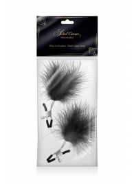 Зажимы на соски с черными пуховыми кисточками Sweet Caress Feather Nipple Clumps - Sweet Caress - купить с доставкой в Коврове