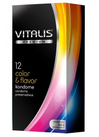 Цветные ароматизированные презервативы VITALIS PREMIUM color   flavor - 12 шт. - Vitalis - купить с доставкой в Коврове