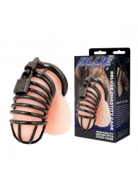 Черная металлическая клетка с замком Deluxe Chastity Cage - BlueLine - купить с доставкой в Коврове