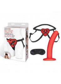 Красный поясной фаллоимитатор Red Heart Strap on Harness   5in Dildo Set - 12,25 см. - Lux Fetish - купить с доставкой в Коврове