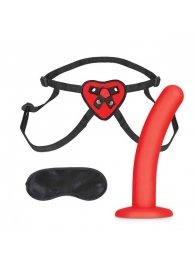 Красный поясной фаллоимитатор Red Heart Strap on Harness   5in Dildo Set - 12,25 см. - Lux Fetish - купить с доставкой в Коврове