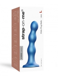 Голубая насадка Strap-On-Me Dildo Plug Balls size L - Strap-on-me - купить с доставкой в Коврове