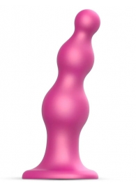 Розовая насадка Strap-On-Me Dildo Plug Beads size S - Strap-on-me - купить с доставкой в Коврове