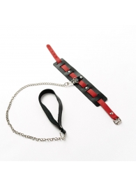 Черный ошейник с красным ремешком и поводком - Crazy Handmade - купить с доставкой в Коврове