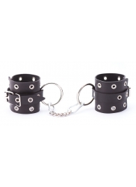 Черные кожаные наручники с люверсами - Crazy Handmade - купить с доставкой в Коврове