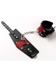 Черные кожаные оковы с красными вставками - Crazy Handmade - купить с доставкой в Коврове
