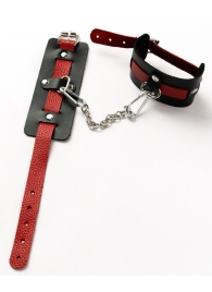 Черные оковы с красным декором и заклепками - Crazy Handmade - купить с доставкой в Коврове