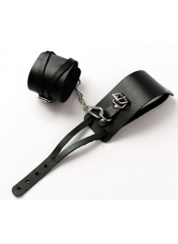 Черные кожаные оковы с креплением в виде веревочек - Crazy Handmade - купить с доставкой в Коврове