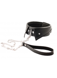 Черный ошейник-воротничок с металлическим поводком - Crazy Handmade - купить с доставкой в Коврове
