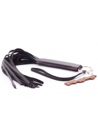 Черная кожаная плеть с удобной ручкой - 50 см. - Crazy Handmade - купить с доставкой в Коврове