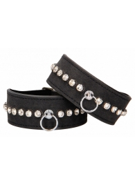 Черные наручники Diamond Studded Wrist Cuffs - Shots Media BV - купить с доставкой в Коврове