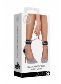 Черные поножи Diamond Studded Ankle Cuffs - Shots Media BV - купить с доставкой в Коврове