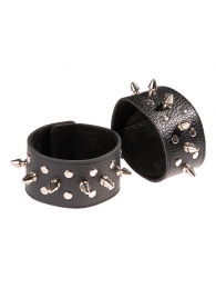 Чёрные напульсники с шипами и заклепками - Sitabella - купить с доставкой в Коврове