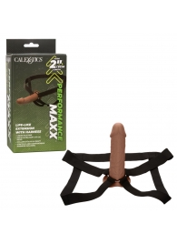 Коричневый фаллопротез Life-Like Extension with Harness - 17,75 см. - California Exotic Novelties - купить с доставкой в Коврове