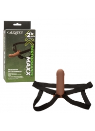 Коричневый фаллопротез из силикона Extension with Harness - 15,75 см. - California Exotic Novelties - купить с доставкой в Коврове