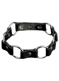 Кожаный черный ошейник с кольцами - Sitabella - купить с доставкой в Коврове