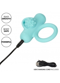 Аквамариновое эрекционное виброкольцо Silicone Rechargeable Nubby Lover’s Delight - California Exotic Novelties - в Коврове купить с доставкой