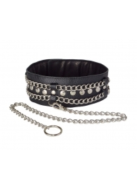 Чёрный ошейник с цепочками и поводком - Sitabella - купить с доставкой в Коврове