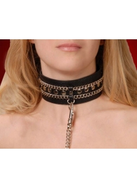 Чёрный ошейник с цепочками и поводком - Sitabella - купить с доставкой в Коврове