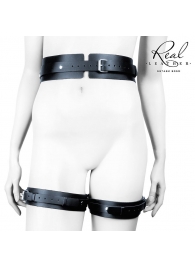 Черный кожаный пояс с гартерами - S-M - Notabu - купить с доставкой в Коврове