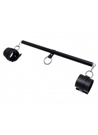 Черная распорка для ног с кожаными манжетами - Pecado - купить с доставкой в Коврове