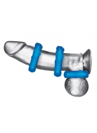 Комплект из трех голубых эрекционных колец 3-Pack Ribbed Rider Cock Ring Set - BlueLine - в Коврове купить с доставкой