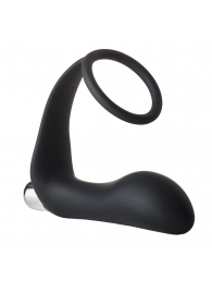 Черное эрекционное кольцо с вибропробкой Vibrating Anal Plug With Cockring - Dream Toys - в Коврове купить с доставкой