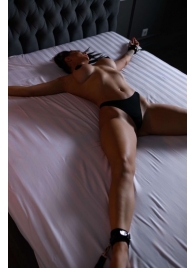 Черный кожаный набор фиксации на кровати Sex Game - БДСМ Арсенал - купить с доставкой в Коврове