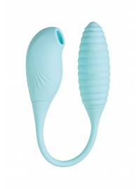 Голубое виброяйцо с вакуум-волновым стимулятором клитора Roow - JOS