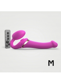Ярко-розовый безремневой страпон Multi Orgasm Size M с клиторальной стимуляцией - Strap-on-me - купить с доставкой в Коврове