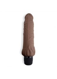 Коричневый вибратор с клиторальным выступом 7  Realistic Vibrator - 21,5 см. - PowerCocks
