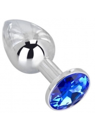 Анальное украшение BUTT PLUG  Small с синим кристаллом - 7 см. - Anal Jewelry Plug - купить с доставкой в Коврове