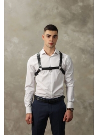 Черная мужская кожаная портупея №4 - БДСМ Арсенал - купить с доставкой в Коврове