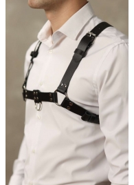 Черная мужская кожаная портупея №4 - БДСМ Арсенал - купить с доставкой в Коврове