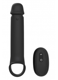 Черная насадка-удлинитель с вибрацией Vibrating Extender With Remote - Dream Toys - в Коврове купить с доставкой